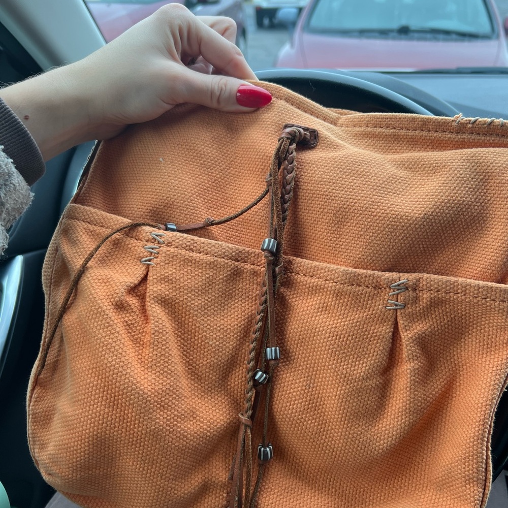 Lucky Brand Orange Braided Backpack